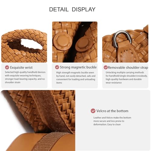 Image of Woven Tote Bag for Women with Coin Purse, Foldable Chain Small Crossbody Handbags, Fashion Shoulder Bag, Hobo Satchel