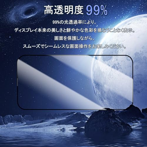 For iPhone15 /16 ガラスフィルム 液晶保護フィルム 国産旭硝子素材製 9H 表面硬度 強化ガラス 耐傷性 画面保護フィルム 2枚セット ガイド枠付き