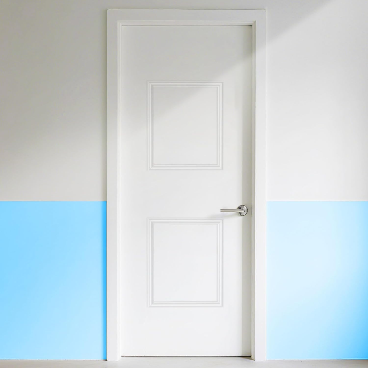 COUKIU Pre-Cut 2 Set Peel and Stick Door Molding Trim Kit, 16" x20" Premade Wainscoting Panels, Self Adhesive Wall Moulding Panel for Interior Walls Picture Frame 2 set,16"x20" White