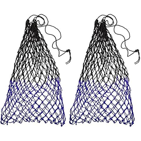 Paris Tack Set of 2 42" Soft Mesh Hay Nets with 2" Holes, Fits 4-6 Flakes of Hay (42", Royal Blue/Black) Cover