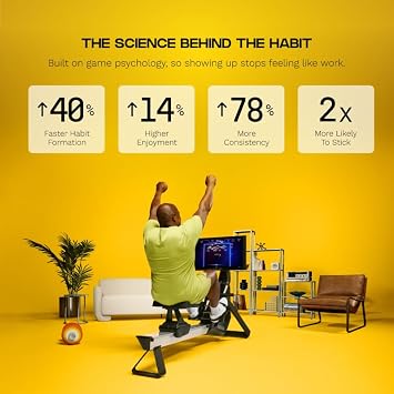 Strong Series Rower: 22 HD Touchscreen, Dual Air & Magnetic Resistance up to 100 lbs. Game-Based Workouts, Streaming, Compact Design, Black
