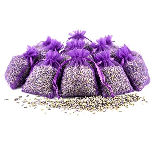 OLILLY Lavande de Provence Naturelle – Récolte 2025 – 12 Sachets en Organza | Parfum Naturel pour Armoires, Linge et Tiroirs – Fabrication Artisanale...