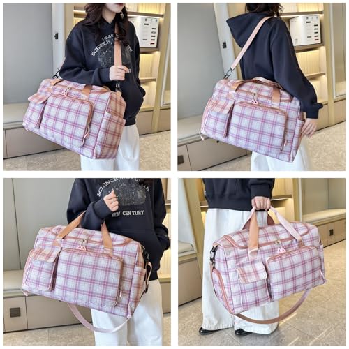 Image of Small Gym Bag for Women, Travel Duffle Bag Carry On Weekender Bag with Shoe Compartment