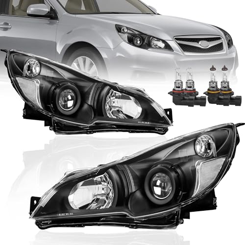 KUIPERAUTO OE Headlights Assembly Compatible for 2010-2014 Subaru Legacy Halogen with Clear Lens Black Housing Clear Reflector Front Lamps Left and Right Side # SU2502141