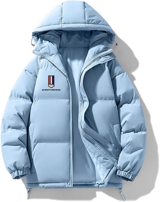 [Leeone] メンズコットン衣料 Ca.m_aroプリント冬用ジャケット 防風保温 フード付き ショート丈 厚手ダウンコート