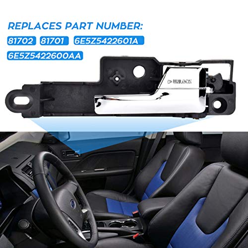 Faersi Inside Interior Door Handle Front Driver & Passenger Side Replacement For 2006 2007 2008 2009 2010 2011 2012 Fusion, 07-11 Lincoln Mkz & Mercury Milan 06 Zephyr 6E5Z5422601A, 6E5Z5422600Aa #TOP4