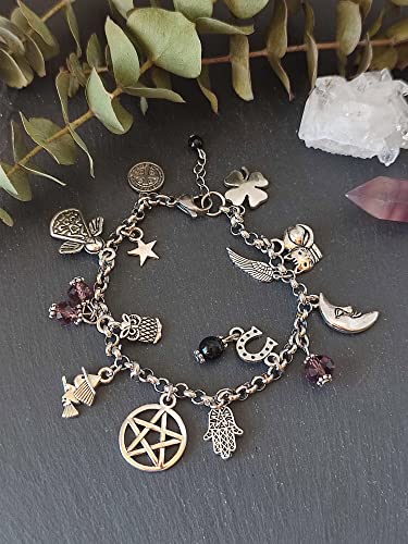 Simboliks Amuletos pulsera bruja protección mal de ojo y hechizos atraer buena suerte y fortuna brazalete witch Pulsera de Protección Wicca y Brujería Amuleto de Brujas y Talismán