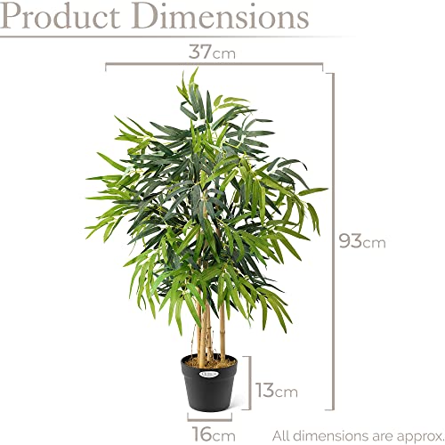 Artificial Bamboo Plant In Pot, Large 3ft 4ft 5ft Tall Indoor Decoration, Realistic Lush Green Leaves, Home Office Restaurant, Christow - Image 6