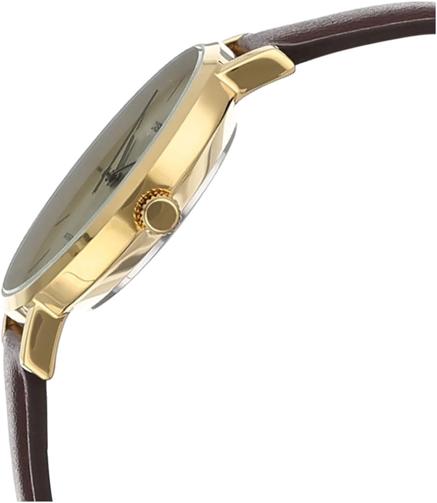 Casio LTP-VT01GL-9B Women's Minimalistic Gold Tone Brown Leather Band Gold Dial 3-Hand Analog Watch