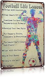 WONDERCAVE Football Life Lessons Metal Tin Sign for Bar, Garage, Boy's Room, Wall Decor, Bedroom Decoration, Retro Vintage 30 x 20 cm