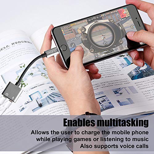 Image of DUDAO L14 Lightning Splitter, 2 in 1 Dual Lightning Port Headphone Audio & Charger Adapte Support only Original Apple Headphones Compatible for Apple 14 /13 /12 /12 Pro /11 /11 Pro /XS /XR /X 8 7