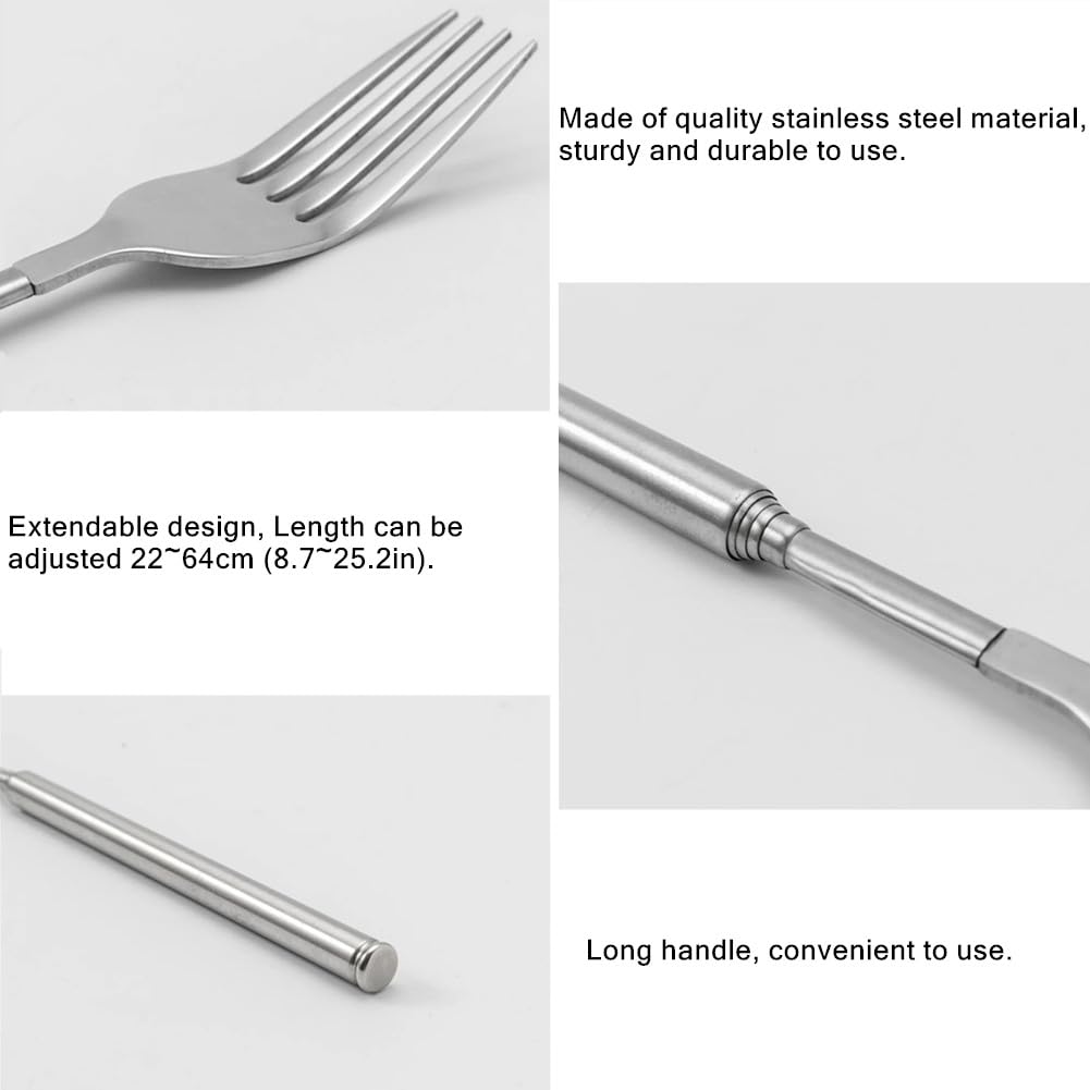 Forchetta Telescopica Allungabile - Da 22 A 64 Cm, Acciaio Inox, Per BBQ E Cena - Foto 12