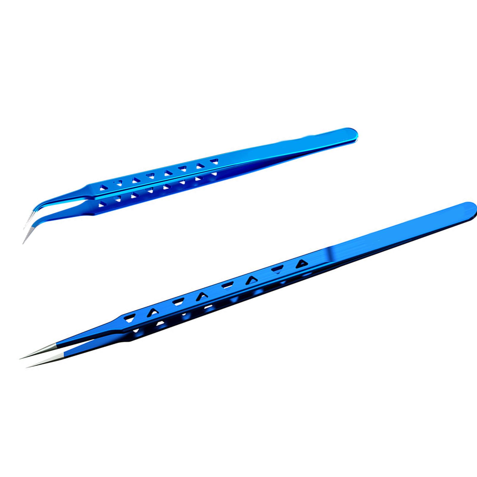 Kaccde Stainless Steel Tweezers 2Pcs Set With Excellent Heat Dissipation Design For Electronics Repair And Engineering Tasks Phone Maintenance Equipment