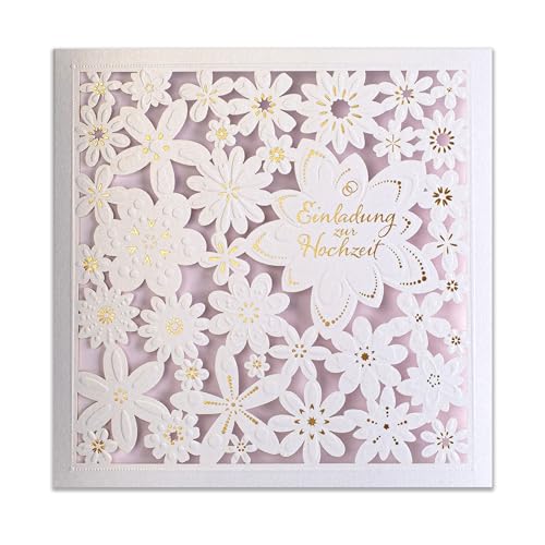Invitations mariage 135x135mm avec inserts et enveloppes