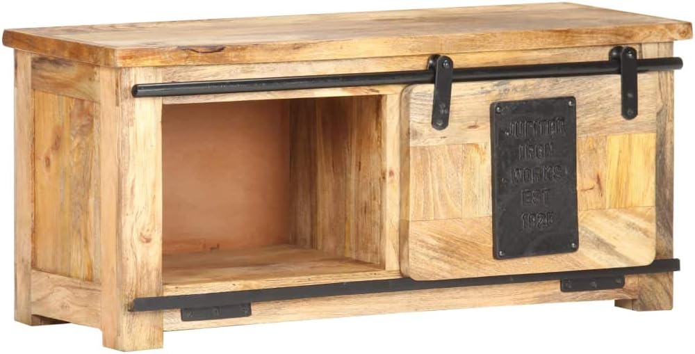 TV Stand Storage Cabinet with Drawer Side Cabinet End Side Table for Living Room 35.4"x13.8"x15.7" Solid Mango Wood