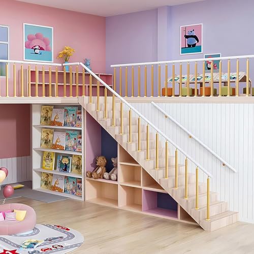 Lot de 2 mains courantes d'escalier dorées de 85 cm avec support plat réglable - 6
