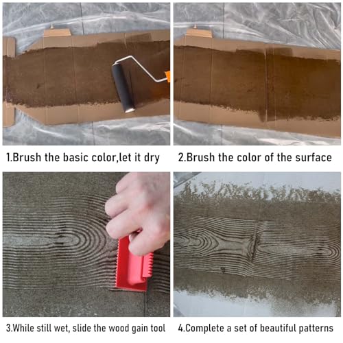 4-Pack Wood Grain Tool, Wood Graining Roller Painting Tool with Handle, Rubber Empaistic Wood Texture Painting Tool Set for DIY Wall Room Art Paint Decoration by YLTOLOO - Image 6
