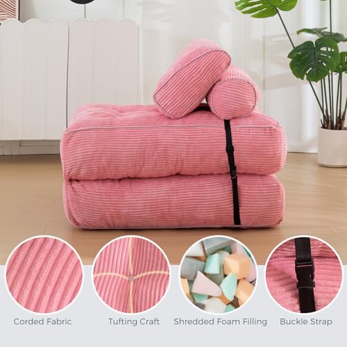 MAXYOYO Folding Sofa Bed, Convertible Sleeper Chair with Pilow Foldable Matress with Back Support, Portable Fold Out Chair Bed Comfy Floor Sofa Lounge for Living Room Bedroom - Image 5