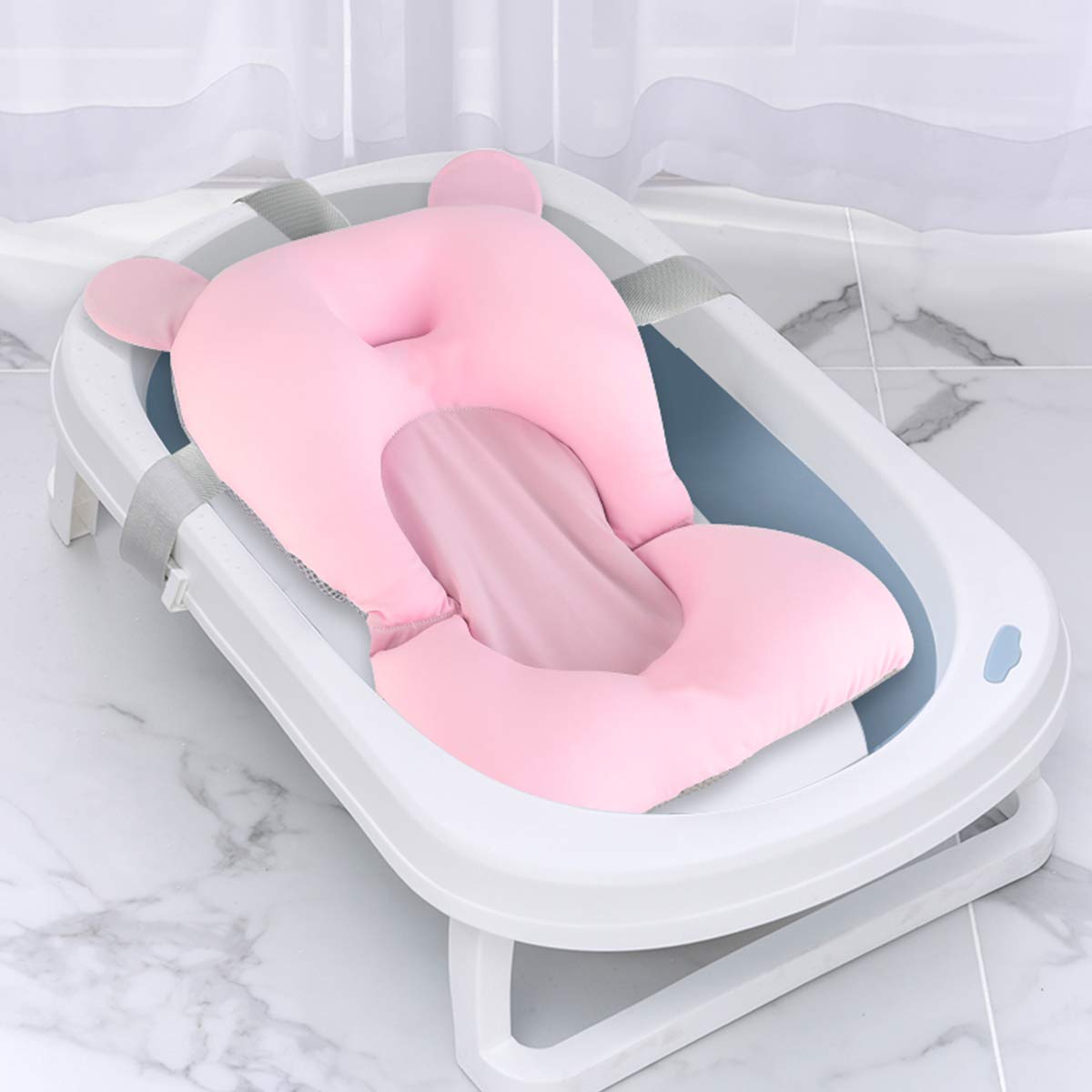 Josopa Coussin de Baignoire pour Nouveau-Né Anti-Dérapant,Siège de Baignoire pour Lit de Baigneur Flottant pour Douche de Bébé