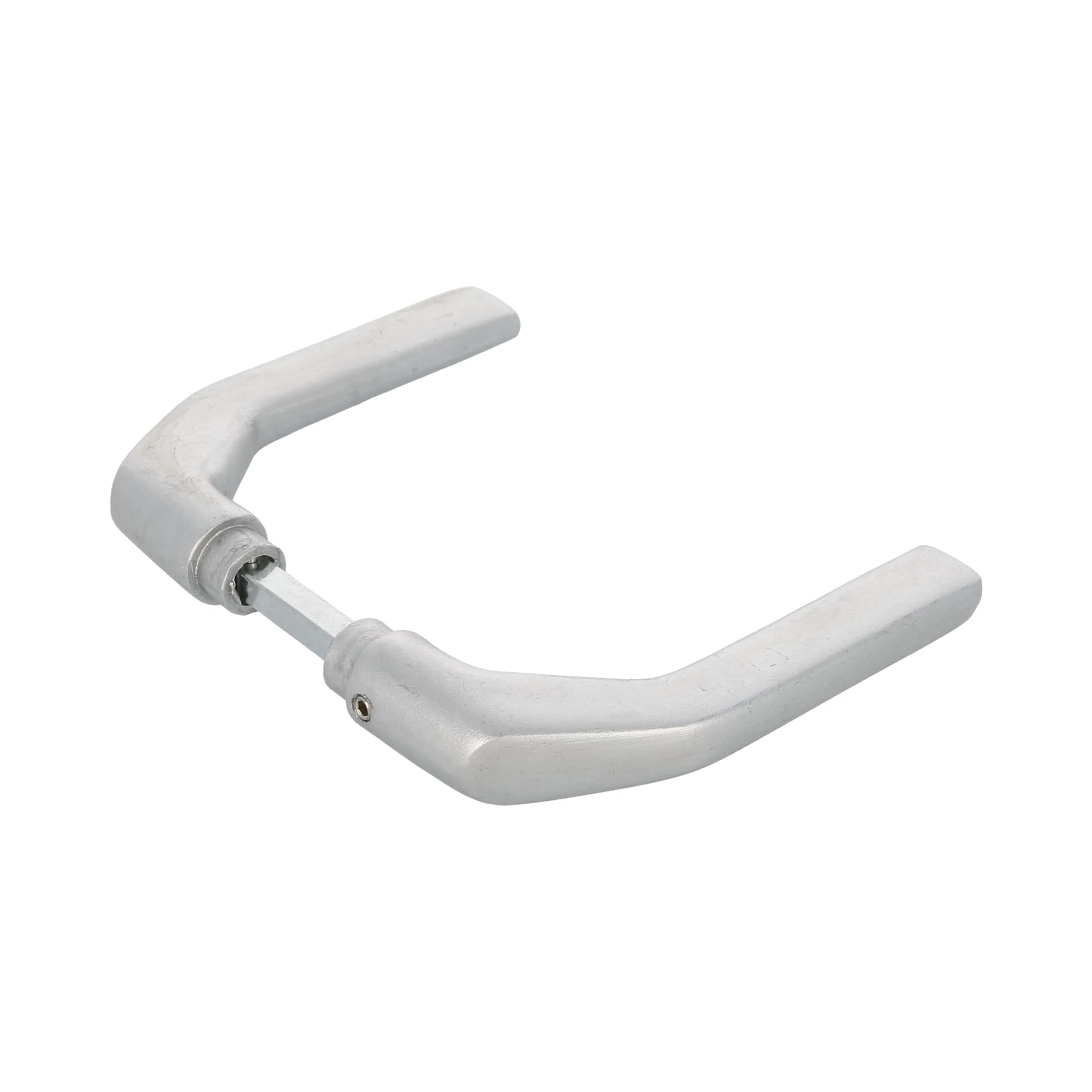 Amig Silver - Set Of Door Handles Without Rose In Aluminium, Matte Finish - 130 X 61 Mm - Mod. 2113-8 Mm Square Spindle - For Doors From 35 To 65 Mm