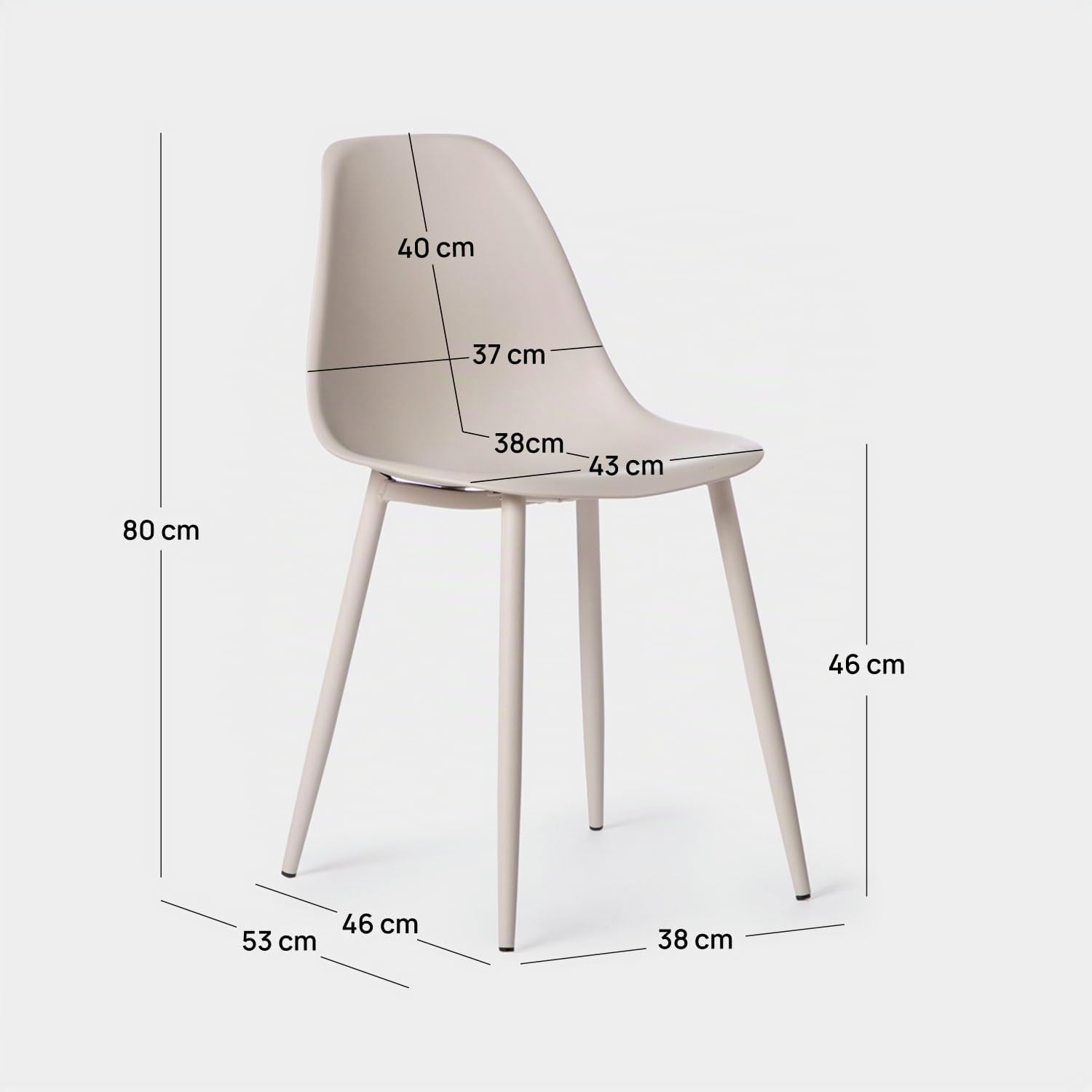 KLAST Pack de 6 sillas de Comedor Nina en Polipropileno Beige, Ligeras y funcionales, aptas para Exteriores, con Alta Durabilidad y fácil Mantenimiento