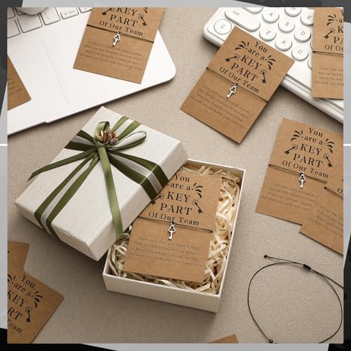 50 Sets Employee Appreciation Gifts for Team Coworker Bracelets Bulk Thank You Bracelets You Are A Key Part of Our Team Gift Teamwork Gifts for Women Men Staff Teacher Retirement2