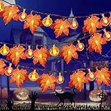 frestar 20Ft/ 40 LED Maple Leaves Light and Pumpkin Light for Thanksgiving Decoration 3AA Battery Op