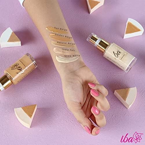 Image of Iba Pure Skin Liquid Foundation - Natural Beige, 30ml | Full Coverage | Long Lasting | Lightweight | Oil Free Dewy Finish | SPF 15 | Halal Certified & Vegan Makeup (Pack of 2)