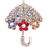 DEARMAMY 満鉆ラインストーン雨傘ラペルピン 合製 耐久性ある女性用ブローチ ハットやスーツに にも