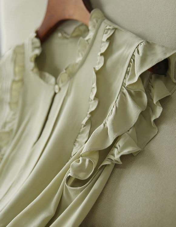 Womens Sleeveless Chiffon Blouses Summer Mock Neck Peasant Tops for Women Dressy - Image 5