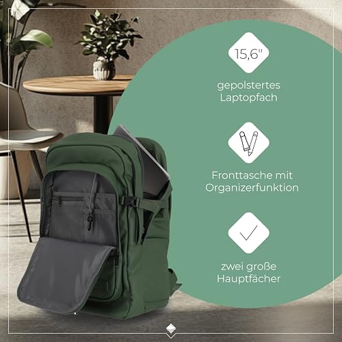 Travelite Rucksack aus wasserabweisendem Material, gepolstertes Laptop Fach 15,6 Zoll, BASICS Tagesrucksack mit Aufsteckfunktion, 48 cm, 28 Liter, 900 Gramm