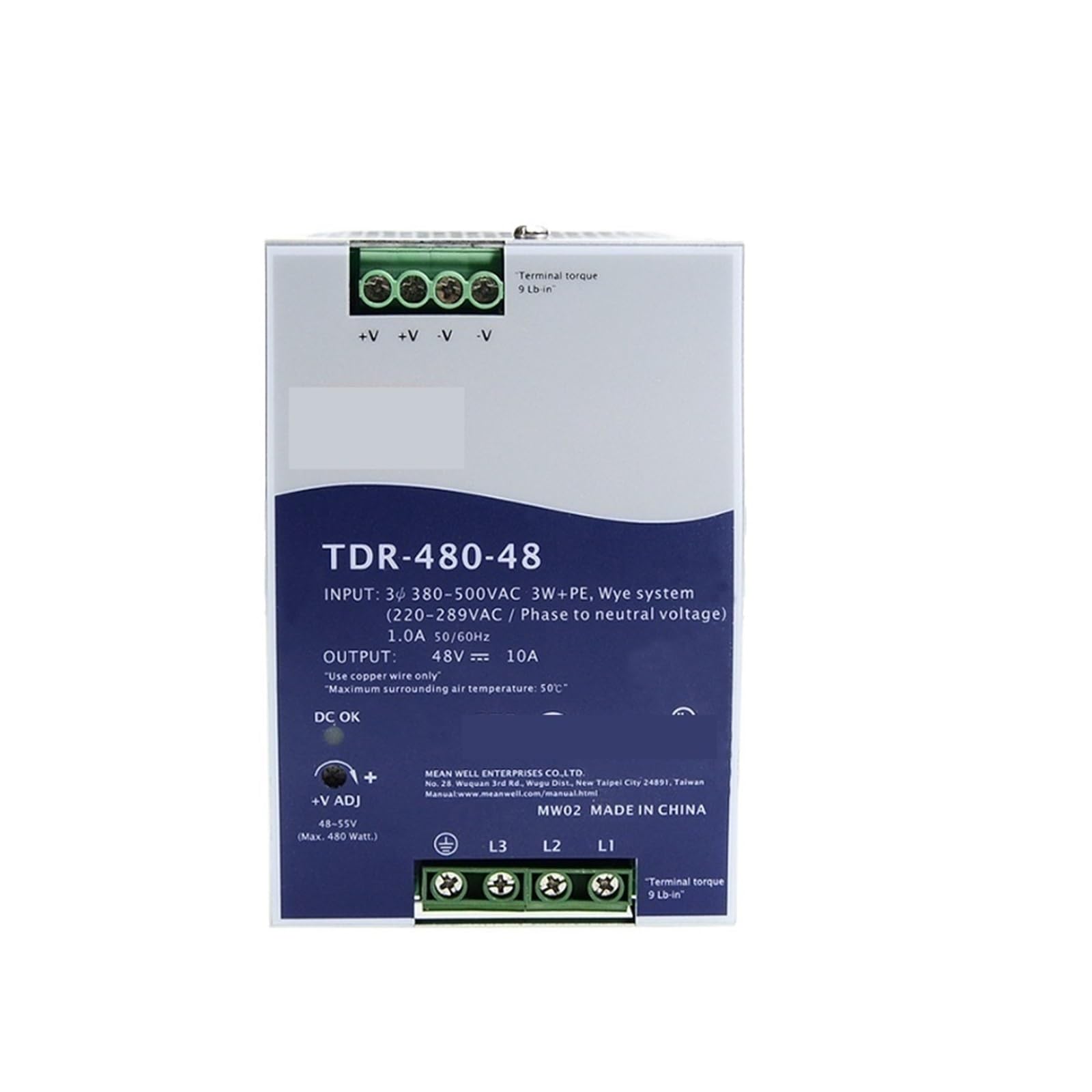 TDR-480 TDR-480-24 24V 20A 480W Three Phase Industrial DIN Rail
