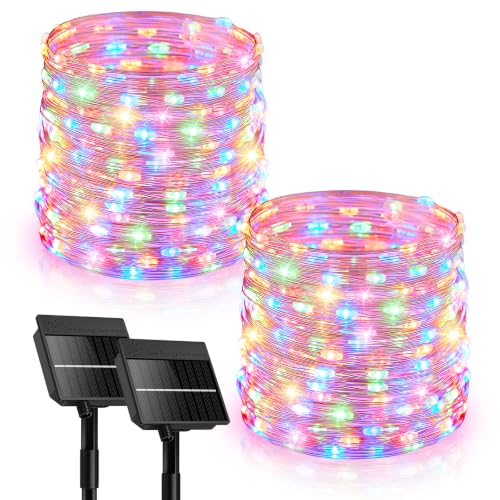 Minetom 2 Pack Solar Christmas Lights Outdoor, 66 FT 200 LED, Multicolor