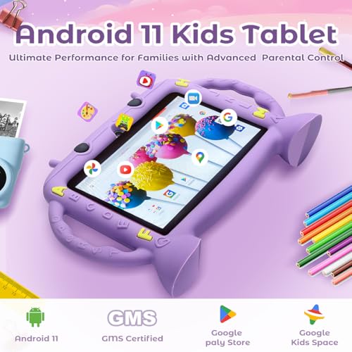 Image of Kids Tablet 7 inch for Kids Toddler Tablet Android 11, 3GB+32GB ROM Purple