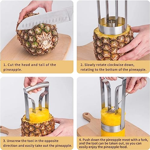 Pineapple Cutter,Stainless Steel Pineapple Cutter Corer,Thicker Blade Peeler Premium Pineapple Cutter Corer Fruit Slicer Kitchen Tool - Image 3