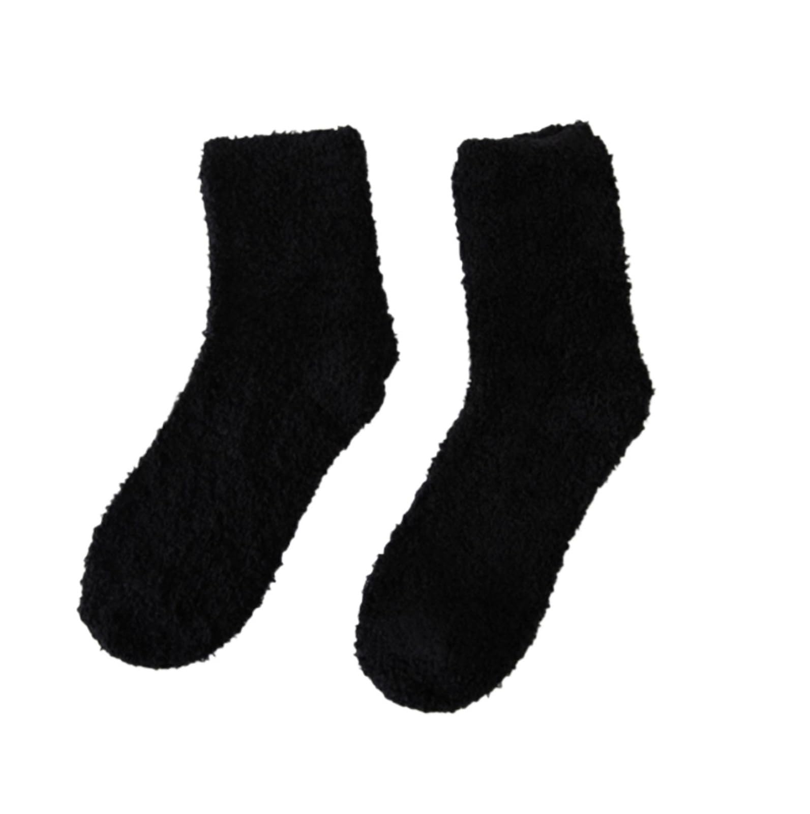 Powietrzne, ciepłe bawełniane skarpetki Zimowe skarpetki do spania 2 szt. wielokolorowe(Black)