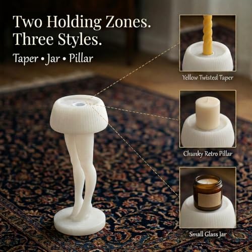 Candle Holder with 3 Inch Top for Pillar & Taper Candles, White - image 3
