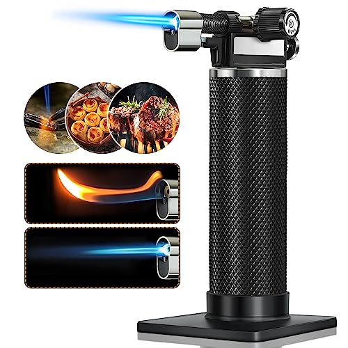 WANBRO Soplete de cocina, chorro ajustable, llama suave, encendedor de gas butano recargable para cocinar, crema brulee, soldadura y soldadura, arte de resina (gas no incluido)