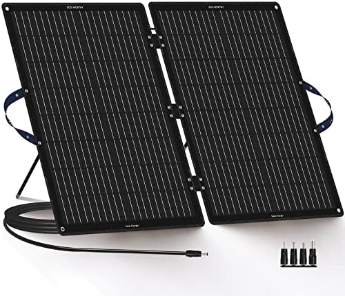ECO-WORTHY 100W Portable Solar Panel Foldable Monocrystalline Panel with MC-4 Connectors DC Adapters Adjustable Stand PV Cable (9.84ft) for Emergency Power Backup Power Station RV Motorhome Camping