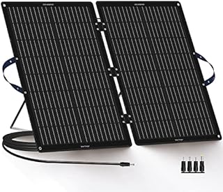 ECO-WORTHY 100W Portable Solar Panel Foldable Monocrystalline Panel with MC-4 Connectors DC Adapters Adjustable Stand PV Cable (9.84ft) for Emergency Power Backup Power Station RV Motorhome Camping