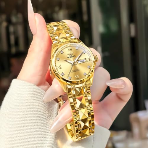 Image of OLEVS Automatic Womens Watch Mechanical Calendar Watches Diamond Fashion Waterproof Female Wrist Watch