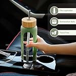 32 oz Glass Water Bottles - 1 Liter Motivational Tumbler With Time Marker - Borosilicate Glass With Silicone Sleeve and 2 Lids, Handle Spout & Bamboo Straw Lid - Image 4