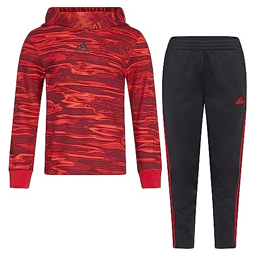 Image of adidas Boys 2-piece Long Sleeve Hooded Printed Tee & Pant Set