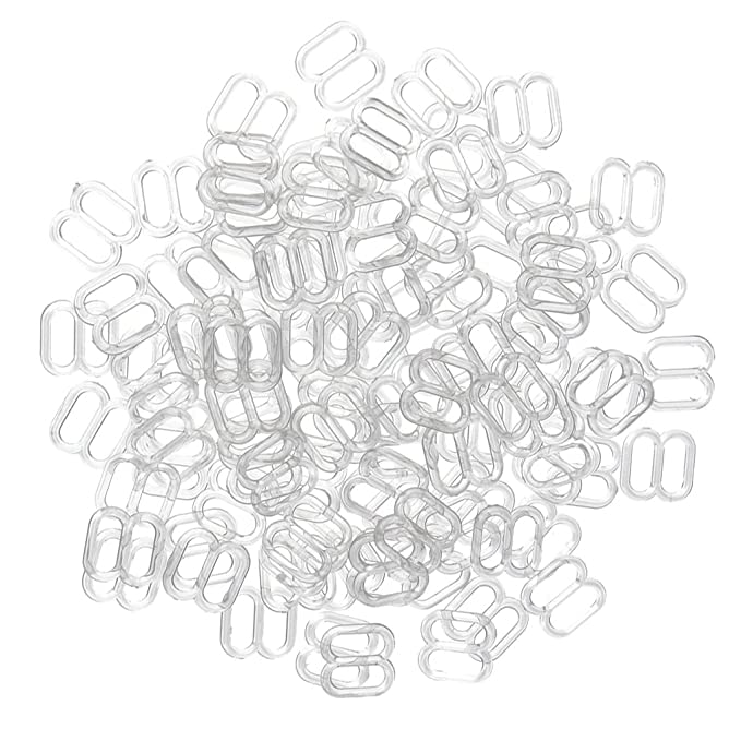 Bhavya Enterprises 100 Piece Plastic Lingerie Bra Strap Sliders Adjuster Hook Clips for Corset Garter Bikini - Clear, 8mm.-picture-34