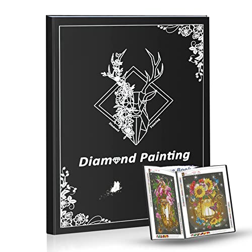 Pykaqil Diamond Art Classeur de rangement A2, Album de Peinture Diamant A2, Livre de Rangement pour Peinture Diamant 40 x 50 cm (Album Noir A2-30 Pages)