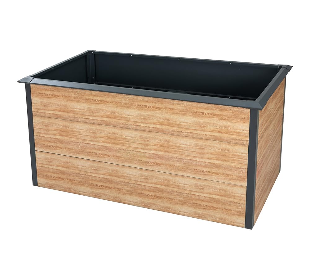 WESTMANN Metall Hochbeet Primus-Multi L | Inkl. Schneckenschutz | Holzoptik/Anthrazit | 150x75x77 cm