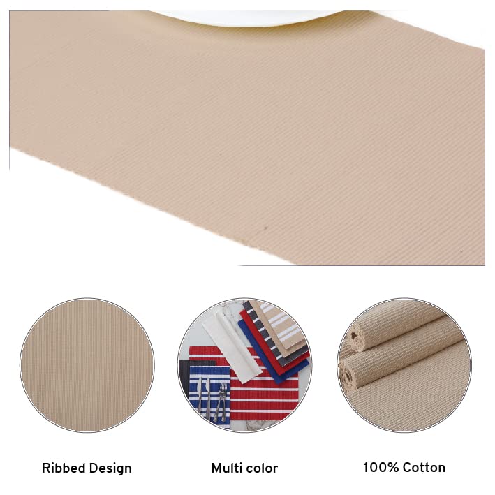 Encasa XO Dining Table Runner 32x150 cm, Solid Beige - Image 4