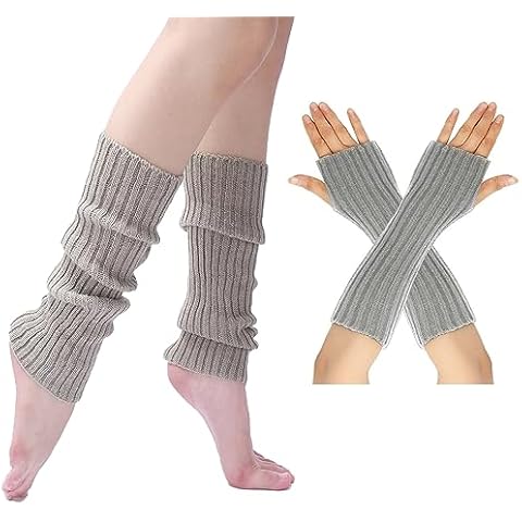 Sexybody Leg Warmers for Women & Girls 80s Neon Ribbed Knitted Leg Socks Arm Warmers Fingerless Gloves Set Party Sports Yoga Cover