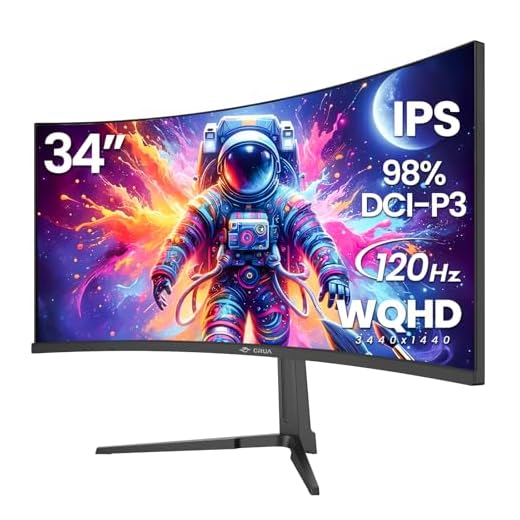 CRUA 34" Curved Gaming Monitor, IPS WQHD(3440x1440P) 120Hz 1900R 21:9 UltraWide PC Display, 130% sRGB, AMD FreeSync, Blue Light Filter, HDMI/DP Ports, Wall Mountable Installs– Black