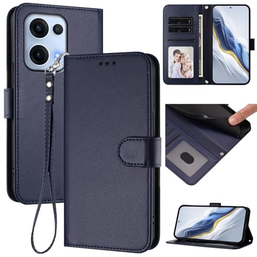 Pzwoxukhov Compatible with Oppo Reno 13 5G Case Cover,Compatible with Oppo Reno 13 5G Phone Case,Solid Color flip Shockproof Case Cover Blue